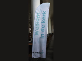 Welkom in de kerk beachflag